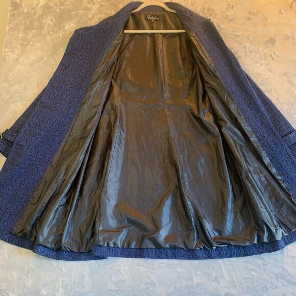 Ethyl Patterned Long Coat Women's M Blue Brocade Button Down Victorian (0317) - Picture 8 of 12
